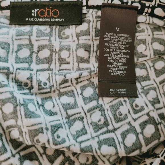 Ratio By Liz Claiborne Women's 2pc Blouse & Skirt Black Cream White Bobo Medium - Picture 6 of 6